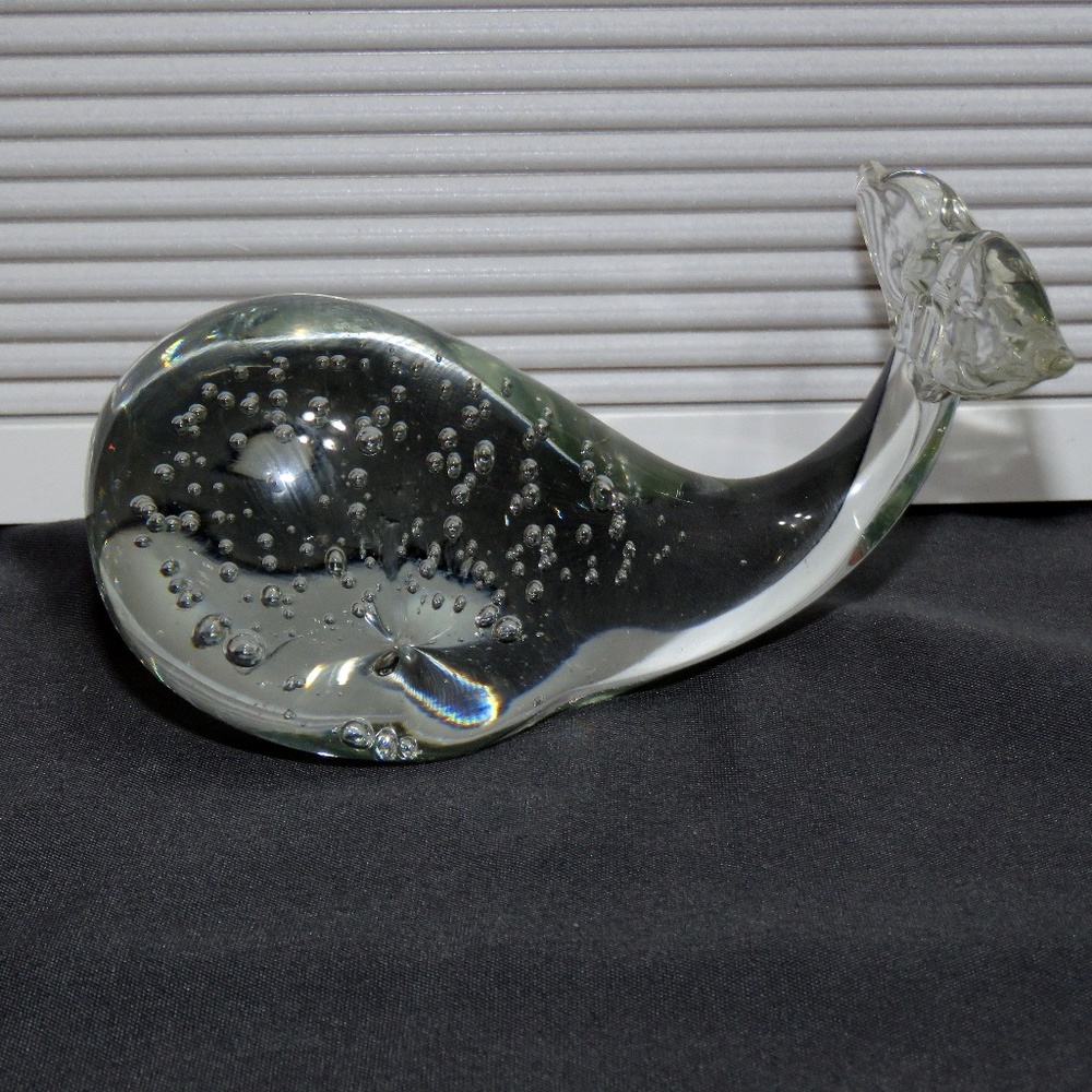 Clear Whale Glass Paperweight